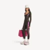 Women’s techwear leggings in khaki brown/neon pink