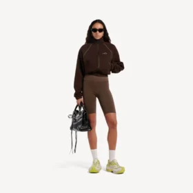 Women’s techwear seamless cycling shorts in moka
