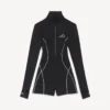 Women’s techwear short long sleeve bodysuit in black