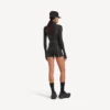 Women’s techwear short long sleeve bodysuit in black