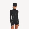 Women’s techwear short long sleeve bodysuit in black