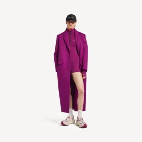 Women’s techwear short long sleeve bodysuit in violet/orange