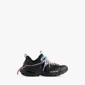 Women’s track trail laces sneaker in black/pink/blue/beige