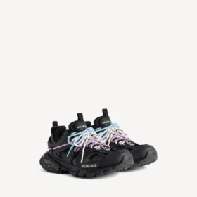 Women’s track trail laces sneaker in black/pink/blue/beige
