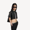 Women’s train cropped t-shirt in black