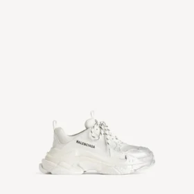 Women’s triple s glitter spray sneaker in white/silver