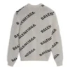 Wool Blend All Over Logo Crew Neck Sweatshirt “Grey Black” 555481T14711262