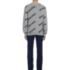 Wool Blend All Over Logo Crew Neck Sweatshirt “Grey Black” 555481T14711262