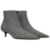 Wool Checked Knife Pointy Toe Boots “Grey” 579218W1SR01214