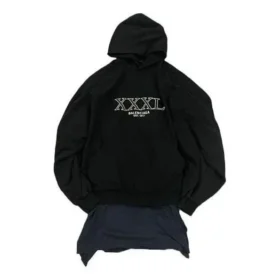 XXXL Patched T-Shirt Hoodie Oversized “Black” 720406TNVD91070